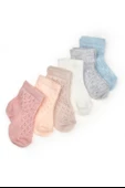 Bebek 6'lı Ajur Detaylı Çorap %100 Organik Pamuk, Bebek - Yenidoğan - CSYC1006 - 4