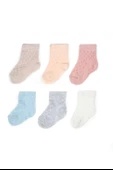 Bebek 6'lı Ajur Detaylı Çorap %100 Organik Pamuk, Bebek - Yenidoğan - CSYC1006 - 2