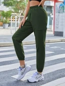 Kadın Yüksek Bel Lastik Ve Cep Detay Iki Iplik Kumaş Eşofman Altı thumbnail 3