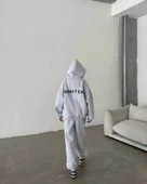 Nakış İşlemeli Üç İplik Sweat Takım- Gri - 2