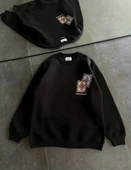 Bisiklet Yaka Baskılı SweatShirt - Siyah - 1
