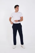 Unisex Üç İplik Basic Eşofman Özel Tasarım Pantolon - Lacivert - 4