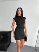 Yarım Bogazlı Kolsuz Mini Boy Elbise - Siyah thumbnail 3