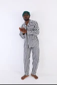 Kocabey 4007 Uzun Kol Çizgili Gaffur Erkek Pijama Takım - 1