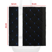 Mavi Baklava Desenli Yumuşak Siyah Kumaş Emniyet Kemer Kılıfı Çift Takım KMMD-01 - 4