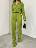 Bayrama Özel Kadın Düşük Omuz Salaş Gömlek Ve Yırtmaç Detay İspanyol Paça Pantolon thumbnail 4