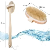 Doğal At Kılı Selülit Karşıtı Sapı Çıkabilen Ahşap Banyo Fırçası - 2
