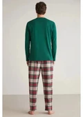 M630 Erkek Uzun Kollu Ekoseli Pijama Takımı - 3