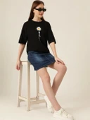 Baskılı T-shirt - Siyah thumbnail 2