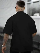 Erkek Bisiklet Yaka Kısa Kol Baskılı T-shirt - Siyah thumbnail 2