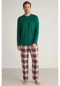 M630 Erkek Uzun Kollu Ekoseli Pijama Takımı - 1