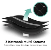 Mavi Baklava Desenli Yumuşak Siyah Kumaş Emniyet Kemer Kılıfı Çift Takım KMMD-01 - 3