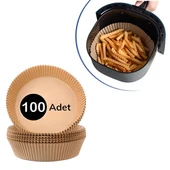 100 Adet Air Fryer Pişirme Kağıdı Tek Kullanımlık Yağ Geçirmez Yapışmaz Gıda Pişirme Kağıdı Yuvarlak Tabak Model thumbnail 1