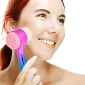 Çift İşlevli Renkli Cilt Yüz Temizleme Fırçası Peeling Masaj Etkili Gözenek Temizleyici Alet thumbnail 1