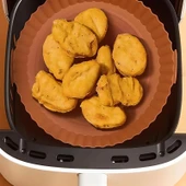 Renkli Isıya Dayanıklı Yıkanılabilir Silikon Fırın Ve Airfryer Yuvarlak Model Pişirme Matı Vizon thumbnail 4