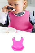 Çocuk Bebek Mama Önlüğü Dökülme Engelleyici Bükülebilir Pembe thumbnail 5