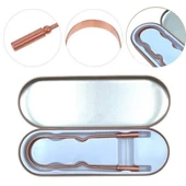 Bakır Oil Pulling Yağ Çekme Dil Plak Temizleme Aleti Dil Fırçası Sıyırıcı Dil Kaşığı thumbnail 4