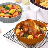 Renkli Isıya Dayanıklı Yıkanılabilir Silikon Fırın Ve Airfryer Yuvarlak Model Pişirme Matı Vizon thumbnail 2
