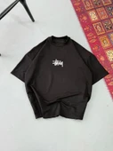 Erkek Baskılı Oversize T-shirt - Siyah - 1