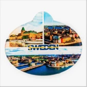 İsveç Stockholm Temalı Oval Magnet Buzdolabı Magneti thumbnail 1