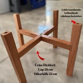 MoxoCreative Üçlü Ahşap Saksı Standı Çiçek Saksı Altlığı 3 Adet Raf Çiçeklik Stand - 4