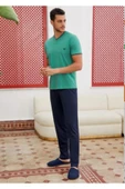Eros 28125 Yeşil Pamuklu V Yaka Erkek Pijama Takımı - 1