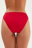 Eros 2514 Koyu Kırmızı Yüksek Bel Drapeli Bikini Altı - 3