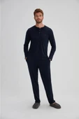 Eros 27152 Lacivert Pamuklu Erkek Pijama Takımı - 1