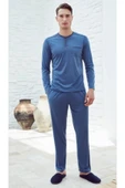 Eros 29050 Mavi Pamuklu Erkek Pijama Takımı - 1