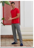 Eros 28125 Kırmızı Pamuklu V Yaka Erkek Pijama Takımı - 1