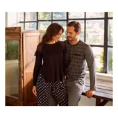 Eros 27510 Siyah Pamuklu Yuvarlak Yaka Kadın Pijama Takımı - 2