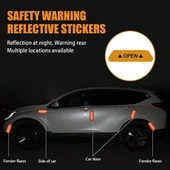 Araba Kapı Açık Uyarı Reflektörü Etiket Sticker 4'lü 9.5x2.5cm Sarı - 4