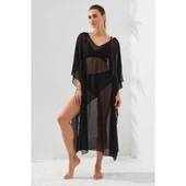 Pierre Cardin 231803 Siyah V Yaka Elbise Pareo thumbnail 2