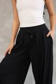 Osy Modal Yumuşak Dokulu Kumaş Şalvar Pantalon - Siyah - 3