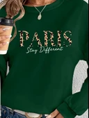 Kadın Uzun Kollu Bisiklet Yaka Desenli Viskon Iki Iplik Bluz thumbnail 2