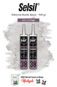 Selsil Silikonize Mastik, 500 gr, Beyaz 2 adet ve rosie pamuk thumbnail 1