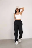 Praşut Kumaş Paça Cepli Baggy Eşofman - Siyah - 1