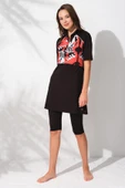 Pierre Cardin 231902 Siyah Desenli Yarımkol Tesettür Mayo Takım - 1
