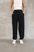 Osy Modal Yumuşak Dokulu Kumaş Şalvar Pantalon - Siyah - 2
