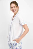 Pierre Cardin 7756 Lila Pamuklu Kısa Kollu Önden Düğmeli Kadın Pijama Takımı thumbnail 2