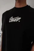 Erkek Baskılı Oversize T-shirt - Siyah - 1