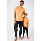 Roly Poly 3041 Turuncu Pamuklu Kısa Kol Erkek Garson Pijama Takımı - 3