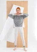Sevim 13070 Gri Pamuklu Kadife Kadin Pijama Takımı thumbnail 3