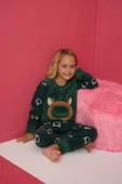 Pijamood 4163 Haki Polar Uzun Kollu Kız Çocuk Pijama Takımı - 3