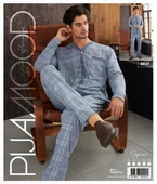 Pijamood 8827 Mavi Pamuklu Erkek Pijama Takımı - 2