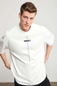 Unisex Baskılı Oversize T-Shirt - Beyaz thumbnail 2