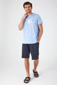 Arnetta İndigo Renk Erkek Bermuda Pijama Takımı thumbnail 2