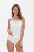 Yıldız 2139 Ekru Likralı Dantelli İp Askılı Biyeli Kadın Atlet thumbnail 1