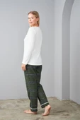 Pjs 24561 Yeşil Uzun Kollu Ekoseli Kadın Pijama Takımı thumbnail 5