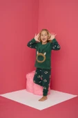 Pijamood 4163 Haki Polar Uzun Kollu Kız Çocuk Pijama Takımı - 1